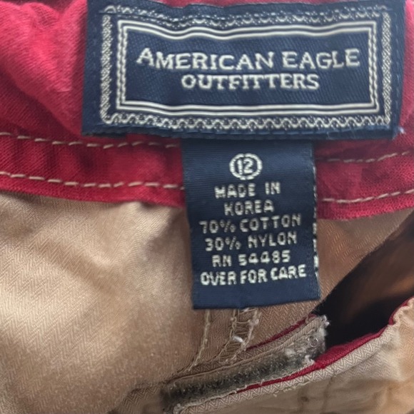 American Eagle Outfitters Khaki Cargo Shorts Women Size 12 Drawstring Waist - Picture 7 of 7